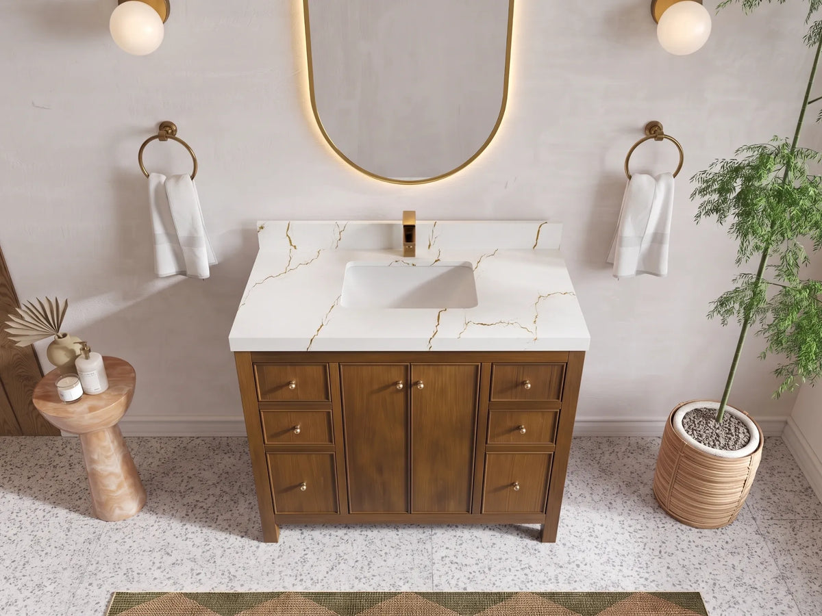 Chicago Teak 42 in. W x 22 in. D Single Sink Bathroom Vanity