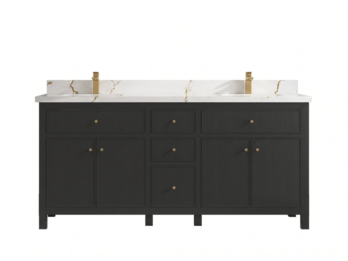 Sonoma 72 in W x 22 in D Free Standing Reeded Double Sink Bathroom Vanity