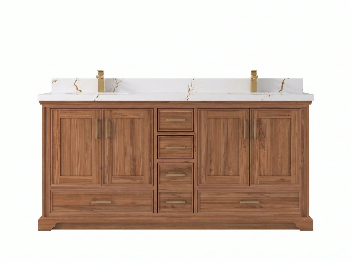 Charlotte Teak Wood 72 in. W x 22 in. D Double Sink Bathroom Vanity