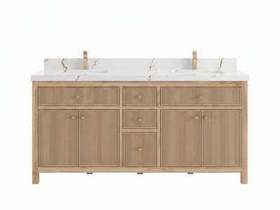 Sonoma Reeded Teak Wood 60 in. W x 22 in. D Double Sink Bathroom Vanity