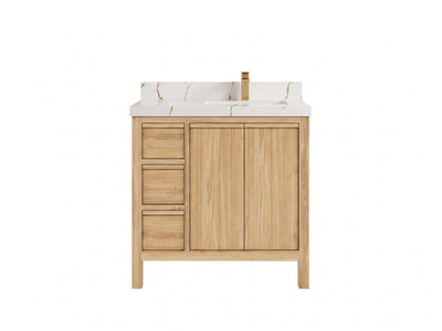 Elizabeth Teak Wood 36 in. W x 22 in. D Right Offset Sink Bathroom Vanity