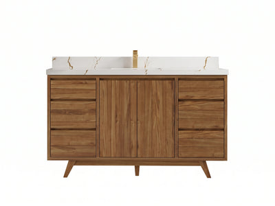 Madison Teak Wood 60 in. W x 22 in. D Single Sink Bathroom Vanity