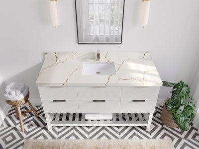 Catalina 60 in W x 22 in D Free Standing Reeded Single Sink Bathroom Vanity