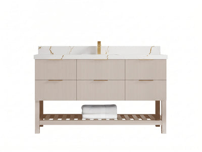 Catalina 60 in W x 22 in D Free Standing Reeded Single Sink Bathroom Vanity