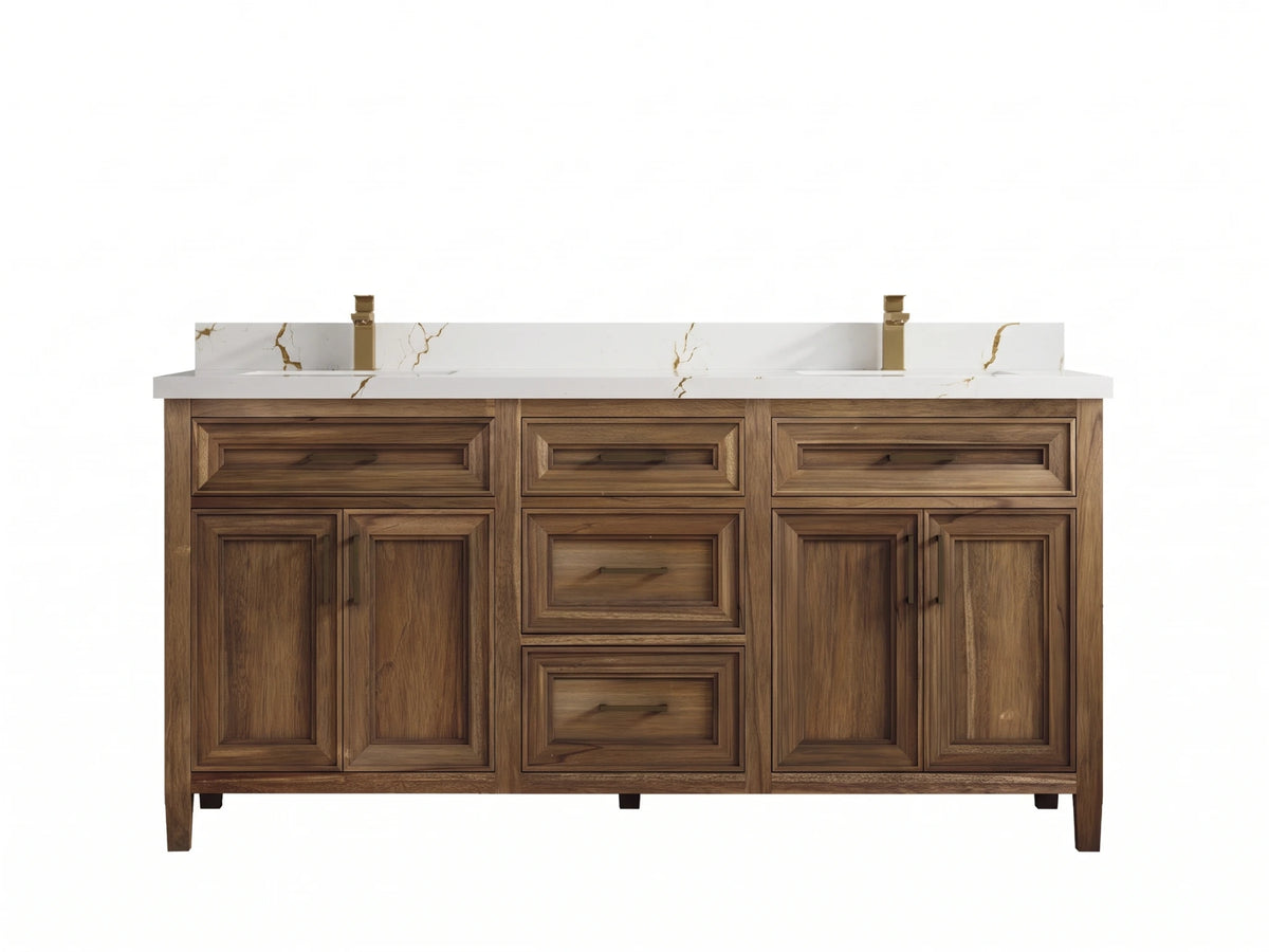 Santa Monica Teak Wood 72 in. W x 22 in. D Double Sink Bathroom Vanity