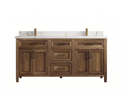 Santa Monica Teak Wood 72 in. W x 22 in. D Double Sink Bathroom Vanity