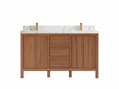 Elizabeth Teak Wood 60 in. W x 22 in. D Double Sink Bathroom Vanity