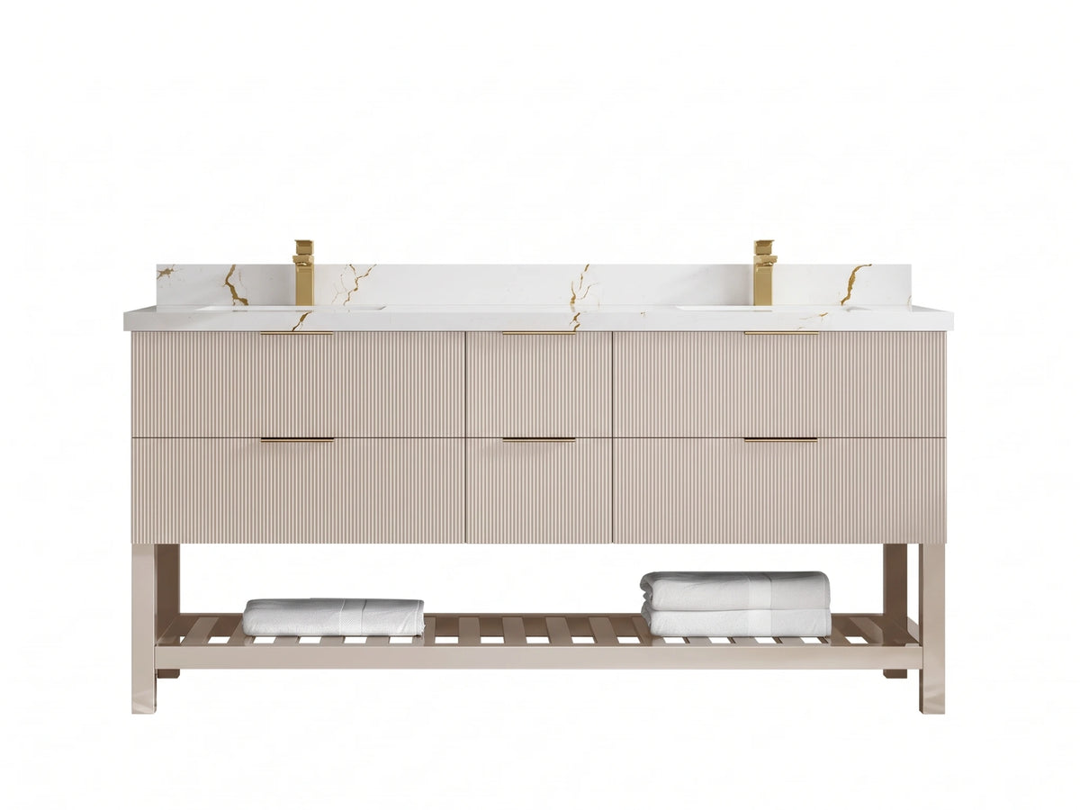 Catalina 72 in W x 22 in D Free Standing Reeded Double Sink Bathroom Vanity