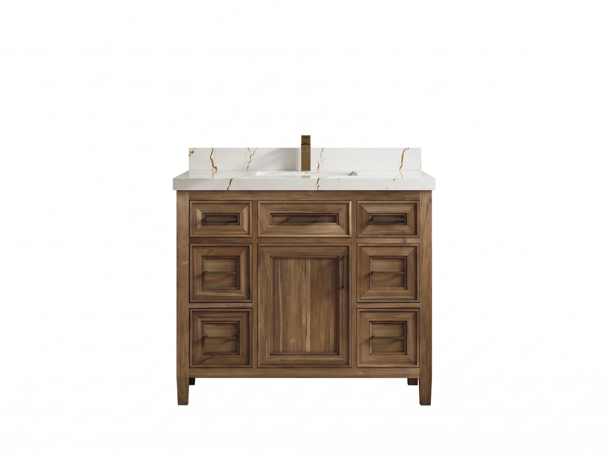 Santa Monica Teak Wood 42 in. W x 22 in. D Single Sink Bathroom Vanity