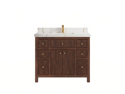 Sonoma Reeded Teak Wood 42 in. W x 22 in. D Single Sink Bathroom Vanity
