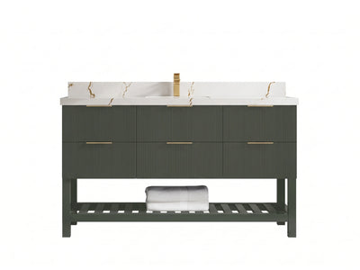 Catalina 60 in W x 22 in D Free Standing Reeded Single Sink Bathroom Vanity