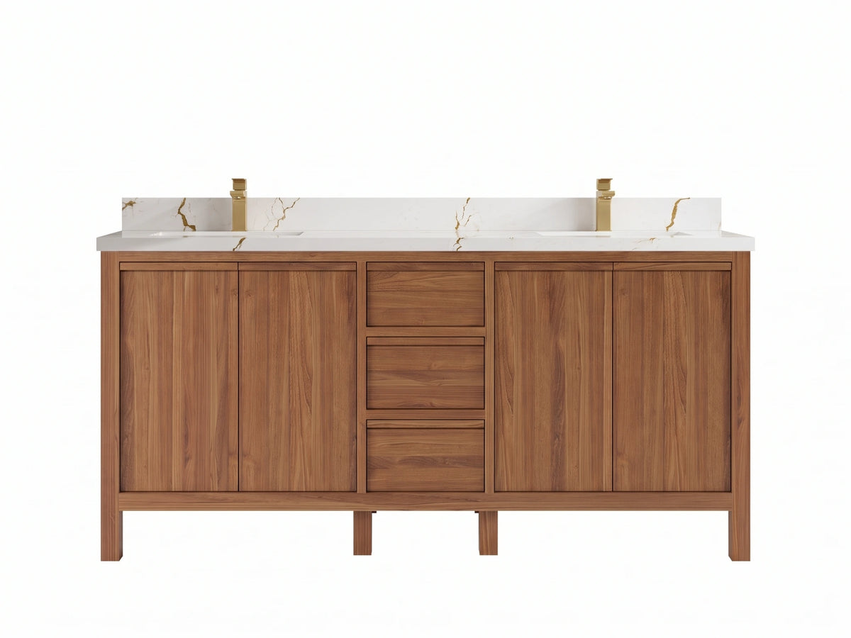Elizabeth Teak Wood 72 in. W x 22 in. D Double Sink Bathroom Vanity
