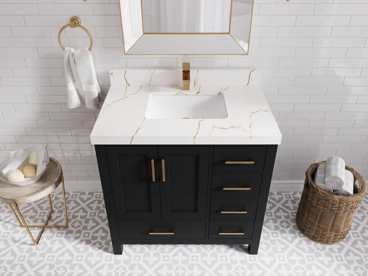 Malibu 36 in. W x 22 in. D Bathroom Vanity Center Sink