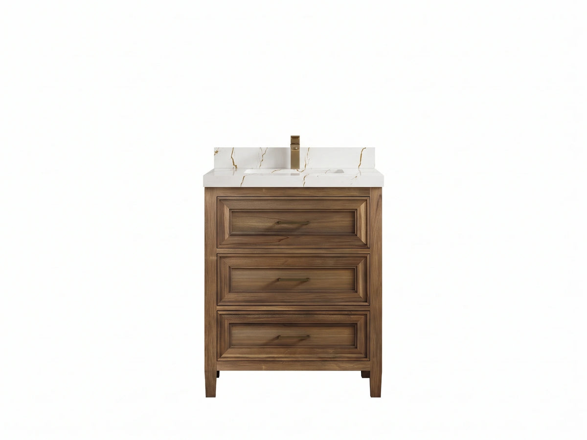 Santa Monica Teak Wood 30 in. W x 22 in. D Single Sink Bathroom Vanity