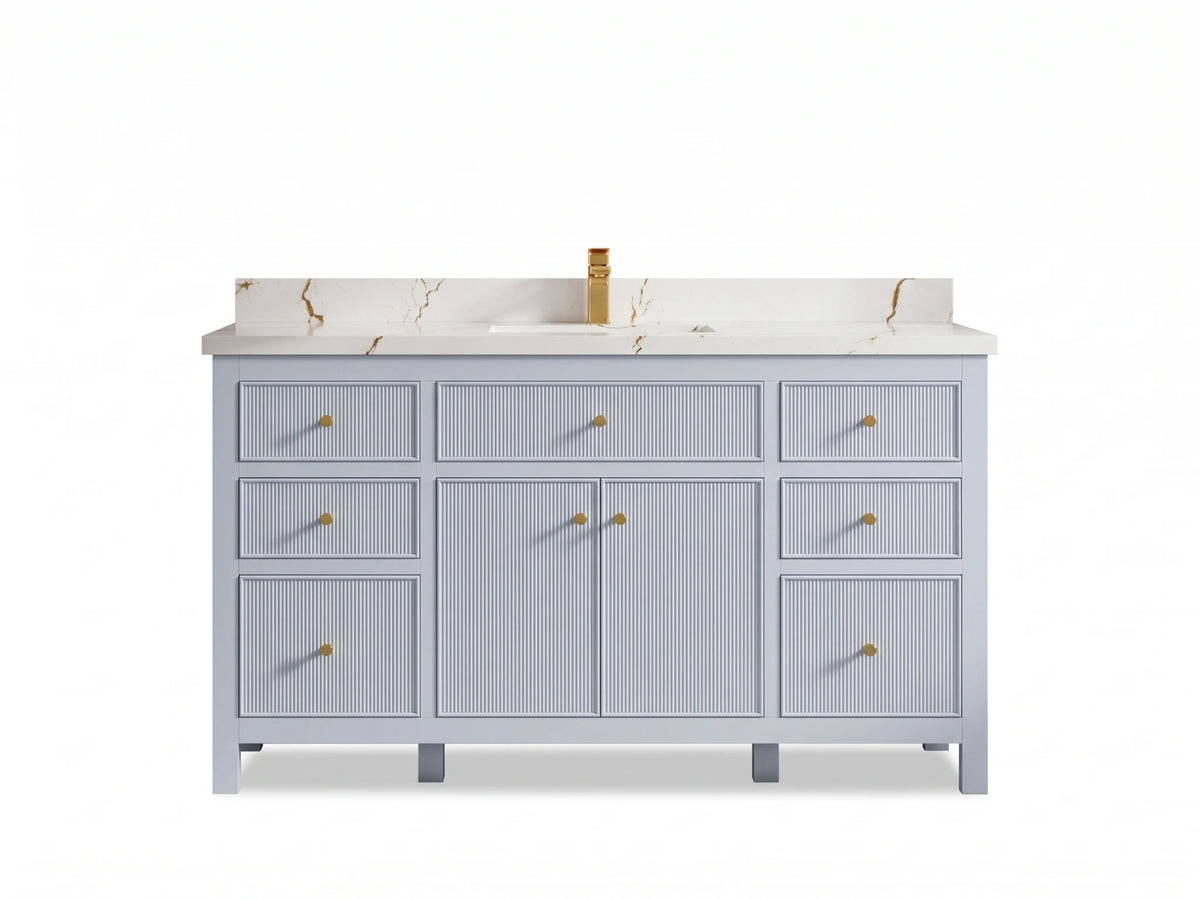 Sonoma 60 in W x 22 in D Free Standing Reeded Single Sink Bathroom Vanity