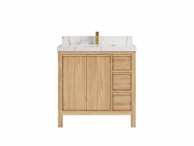 Elizabeth Teak Wood 36 in. W x 22 in. D Center Sink Bathroom Vanity