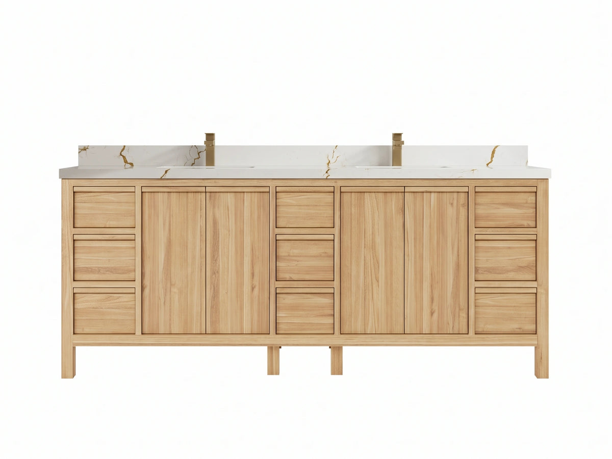 Elizabeth Teak Wood 84 in. W x 22 in. D Double Sink Bathroom Vanity