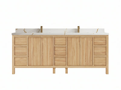Elizabeth Teak Wood 84 in. W x 22 in. D Double Sink Bathroom Vanity