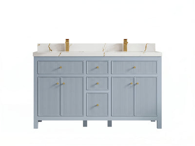 Sonoma 60 in W x 22 in D Free Standing Reeded Double Sink Bathroom Vanity