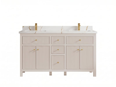 Sonoma 60 in W x 22 in D Free Standing Reeded Double Sink Bathroom Vanity