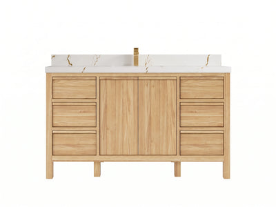 Elizabeth Teak Wood 60 in. W x 22 in. D Single Sink Bathroom Vanity