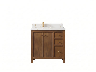 Chicago Teak 36 in. W x 22 in. D Left Offset Sink Bathroom Vanity