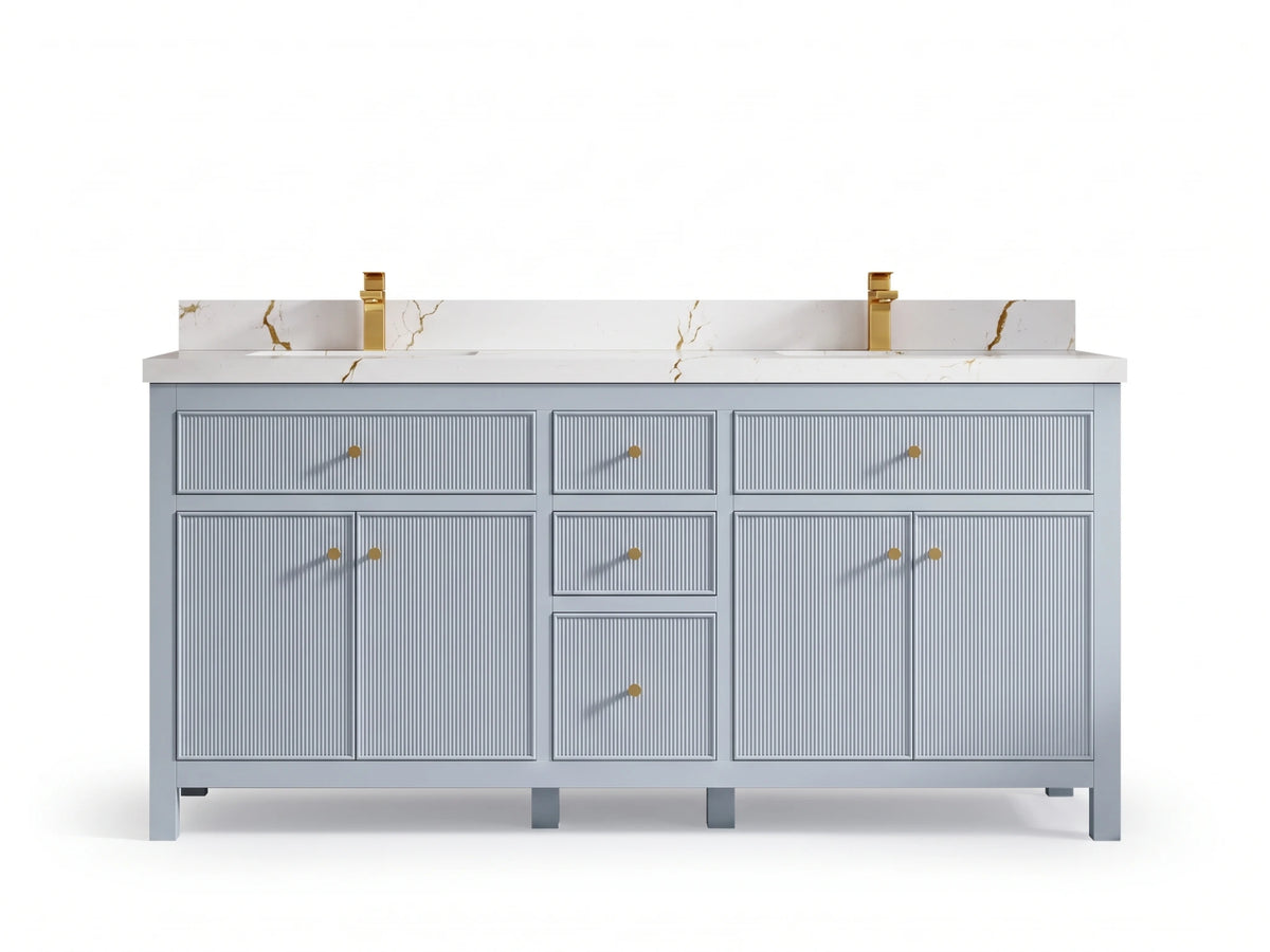 Sonoma 72 in W x 22 in D Free Standing Reeded Double Sink Bathroom Vanity