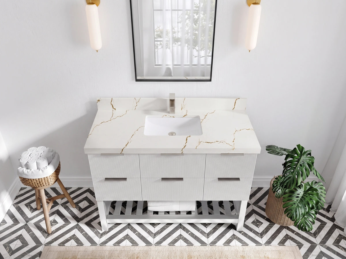 Catalina 48 in W x 22 in D Free Standing Reeded Single Sink Bathroom Vanity