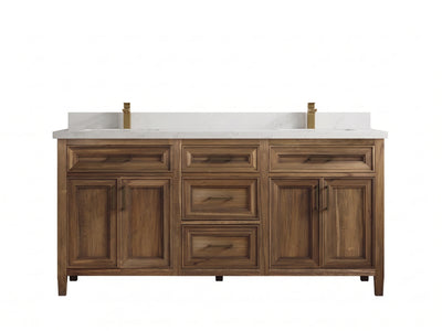 Santa Monica Teak Wood 72 in. W x 22 in. D Double Sink Bathroom Vanity