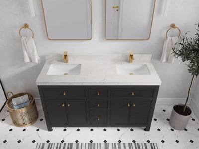 Sonoma 60 in W x 22 in D Free Standing Reeded Double Sink Bathroom Vanity