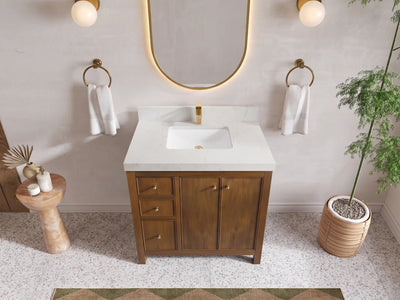 Chicago Teak 36 in. W x 22 in. D Center Sink Bathroom Vanity