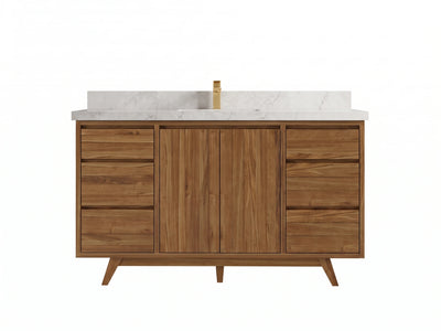 Madison Teak Wood 60 in. W x 22 in. D Single Sink Bathroom Vanity