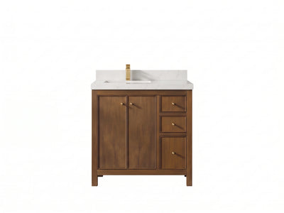 Chicago Teak 36 in. W x 22 in. D Left Offset Sink Bathroom Vanity