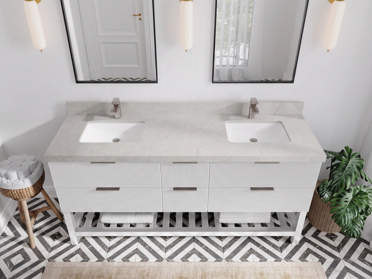 Catalina 72 in W x 22 in D Free Standing Reeded Double Sink Bathroom Vanity
