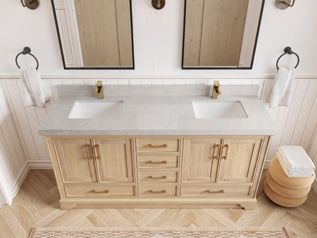 Charlotte White Oak 72 in. W x 22 in. D Double Sink Bathroom Vanity