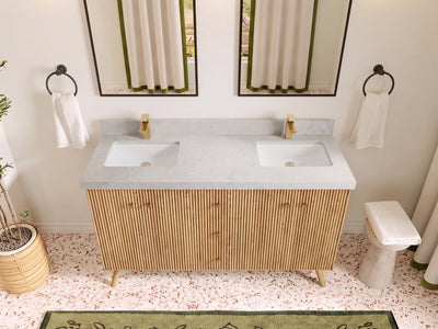 Pasadena White Oak 60 in. W x 22 in. D Double Sink Bathroom Vanity