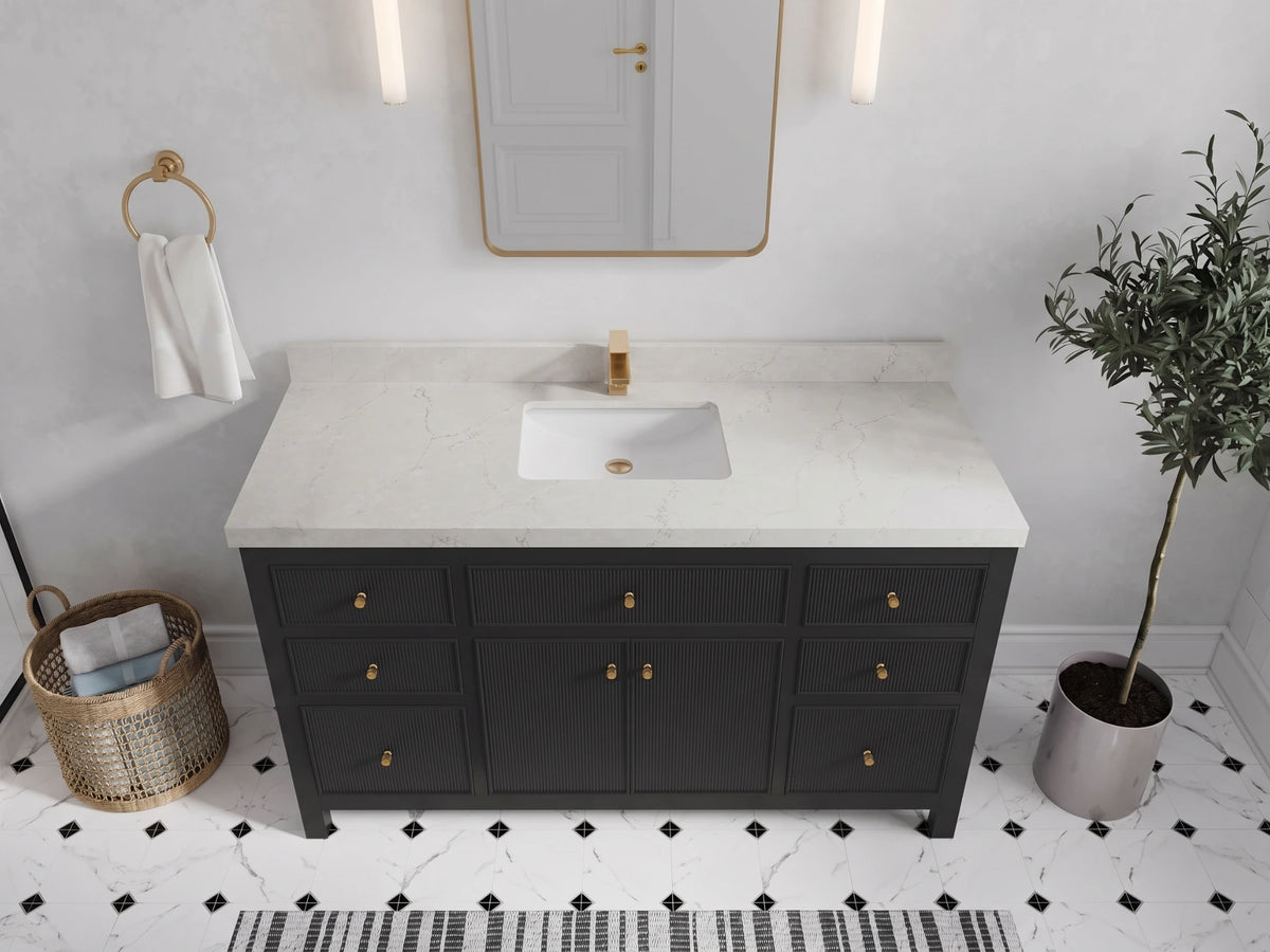 Sonoma 60 in W x 22 in D Free Standing Reeded Single Sink Bathroom Vanity