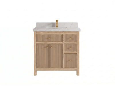 Sonoma Reeded Teak Wood 36 in. W x 22 in. D Center Sink Bathroom Vanity