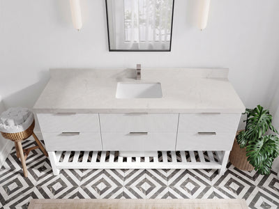 Catalina 72 in W x 22 in D Free Standing Reeded Single Sink Bathroom Vanity