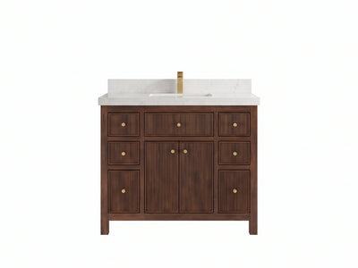 Sonoma Reeded Teak Wood 42 in. W x 22 in. D Single Sink Bathroom Vanity
