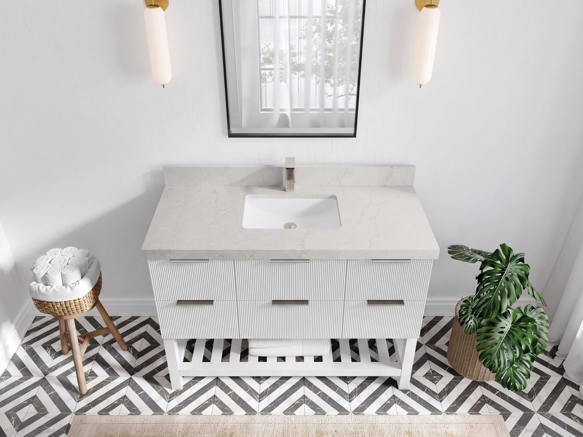 Catalina 48 in W x 22 in D Free Standing Reeded Single Sink Bathroom Vanity