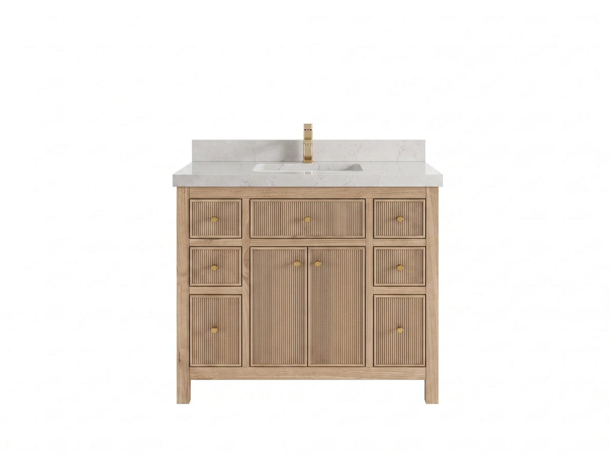 Sonoma Reeded Teak Wood 42 in. W x 22 in. D Single Sink Bathroom Vanity