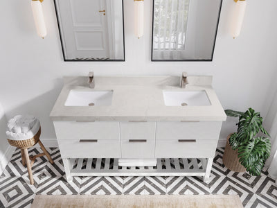 Catalina 60 in W x 22 in D Free Standing Reeded Double Sink Bathroom Vanity