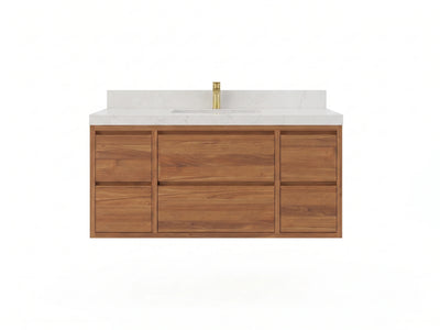 Madison Floating Teak Wood 48 in. W x 22 in. D Single Sink Bathroom Vanity