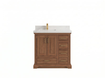 Charlotte Teak Wood 36 in. W x 22 in. D Left Offset Sink Bathroom Vanity