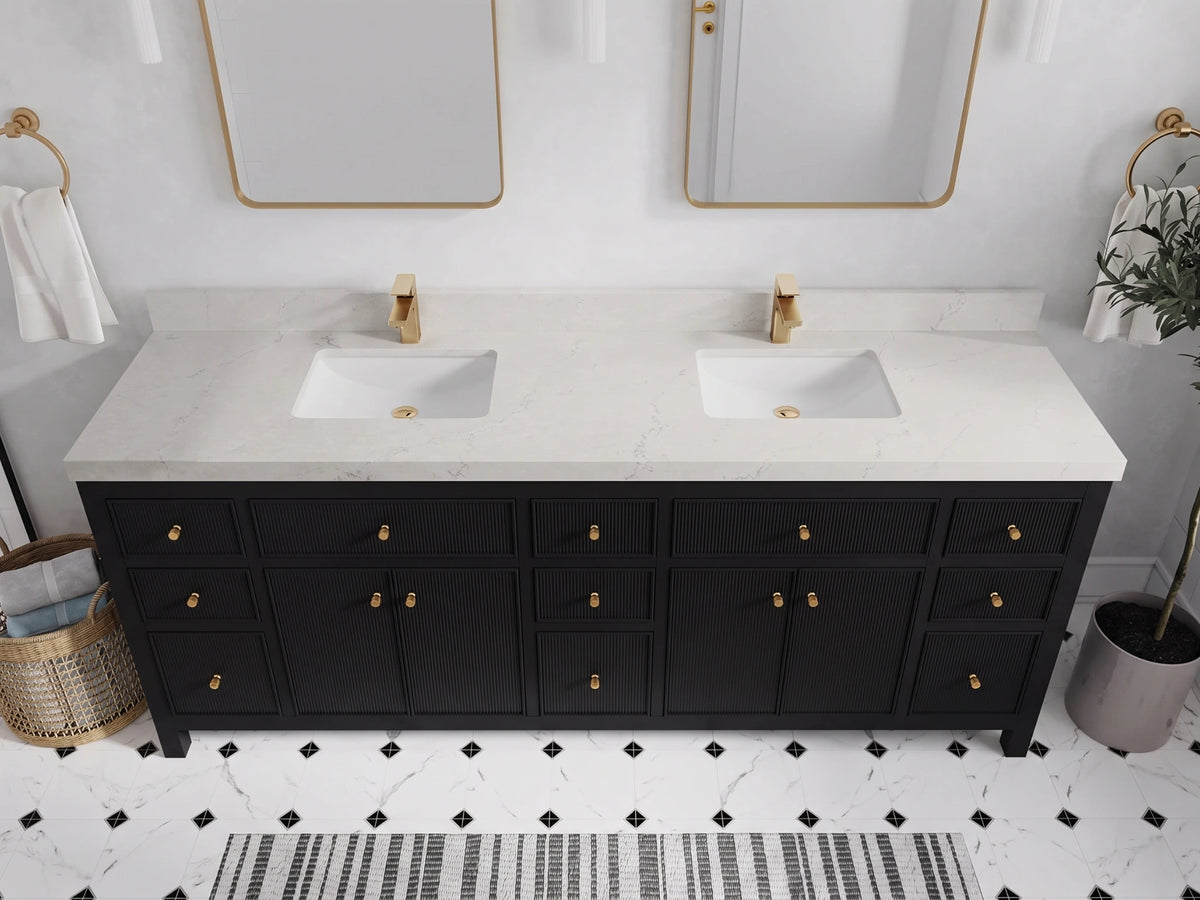 Sonoma 84 in W x 22 in D Free Standing Reeded Double Sink Bathroom Vanity