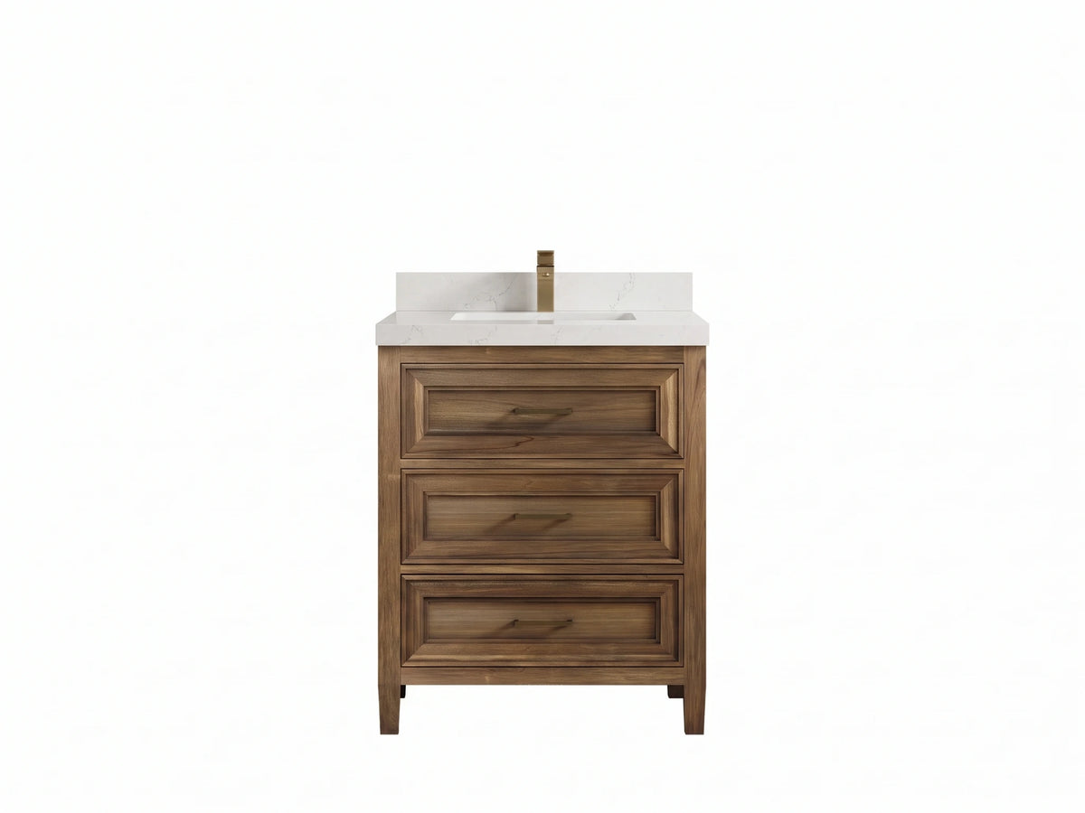 Santa Monica Teak Wood 30 in. W x 22 in. D Single Sink Bathroom Vanity