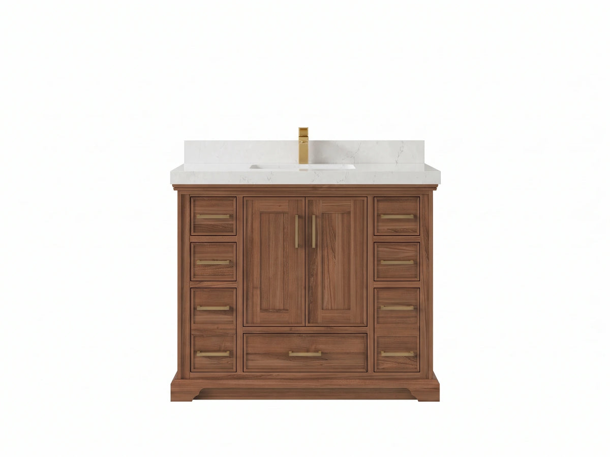 Charlotte Teak Wood 42 in. W x 22 in. D Single Sink Bathroom Vanity