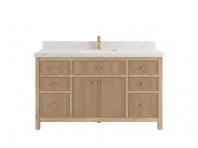 Sonoma Reeded Teak Wood 60 in. W x 22 in. D Single Sink Bathroom Vanity