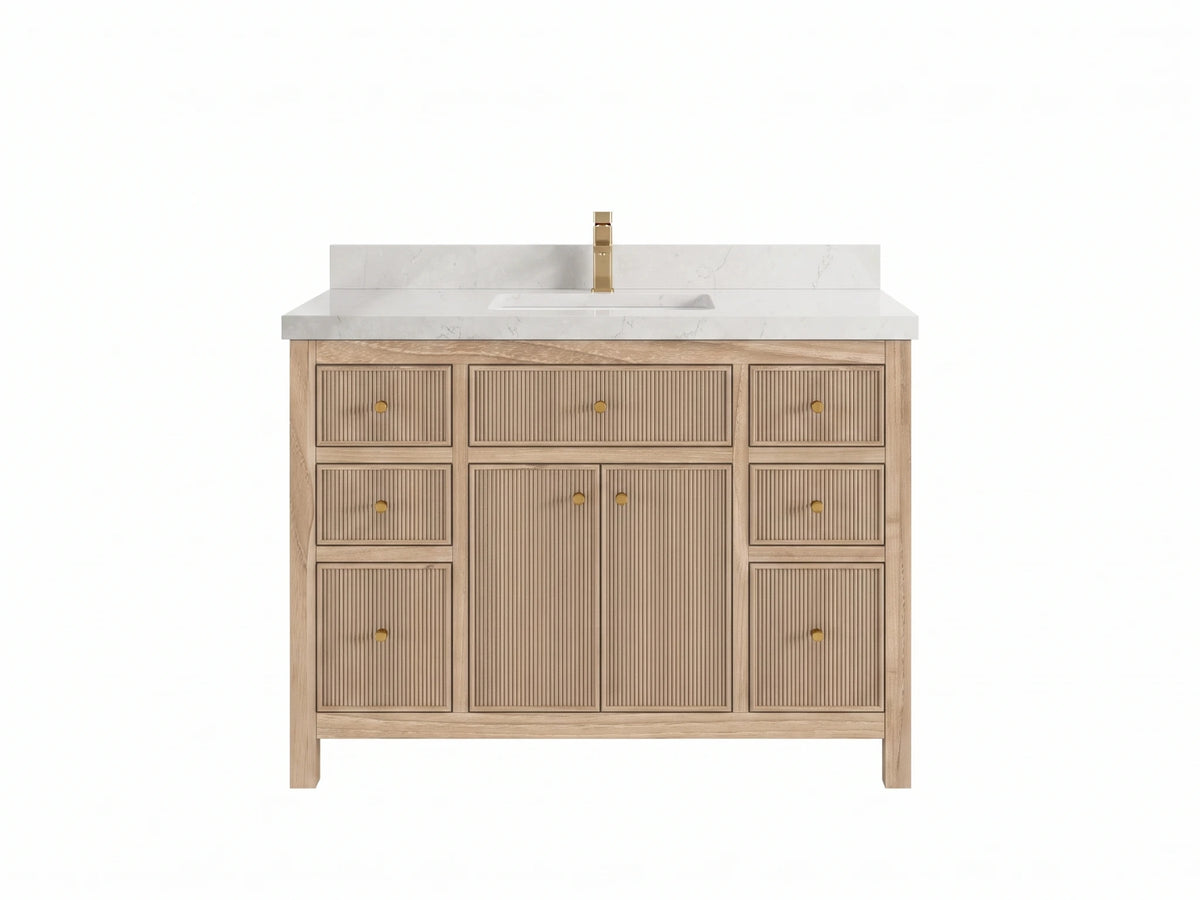 Sonoma Reeded Teak Wood 48 in. W x 22 in. D Single Sink Bathroom Vanity